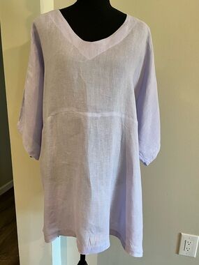 Match Point 100% Linen Lavender Cover-Up Tunic Sz S EUC